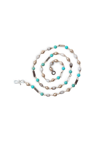 Turquoise & Ethiopian prayer bead snare bracelet & necklace